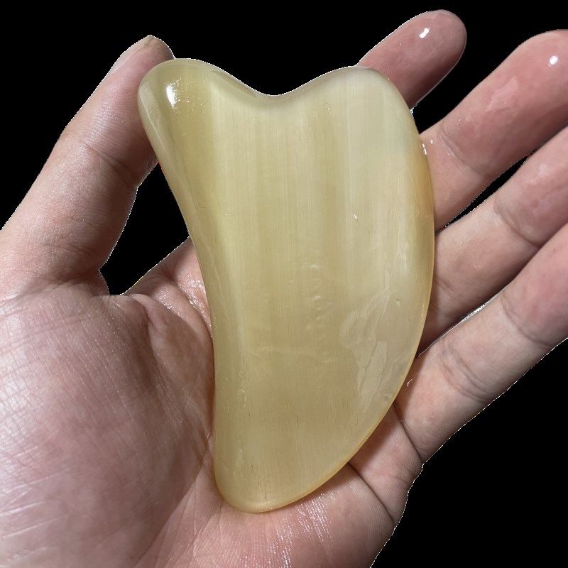 天然白水牛角刮痧板面部脸牛角梳专用美容板按摩片拨筋棒全身家用