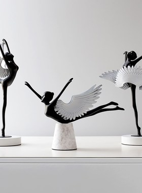 复古舞蹈造型芭蕾女孩天使雕塑人物艺术摆件样板间轻奢家居工艺品