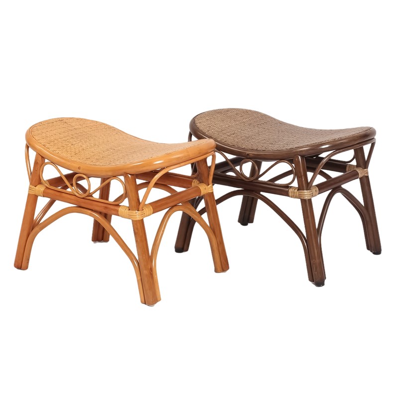 印尼天然藤椅小号凳子矮搁脚新款田园元宝凳座凳靠脚钓鱼凳老人凳