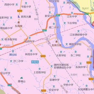 潮州市地图1.15m高清打印带背胶折叠两用墙贴办公室书房装饰画