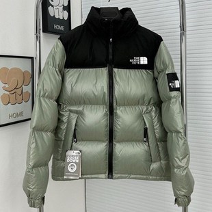 新款背面1996羽绒服黑色大格子短款冬季加厚保暖女外套男款700蓬