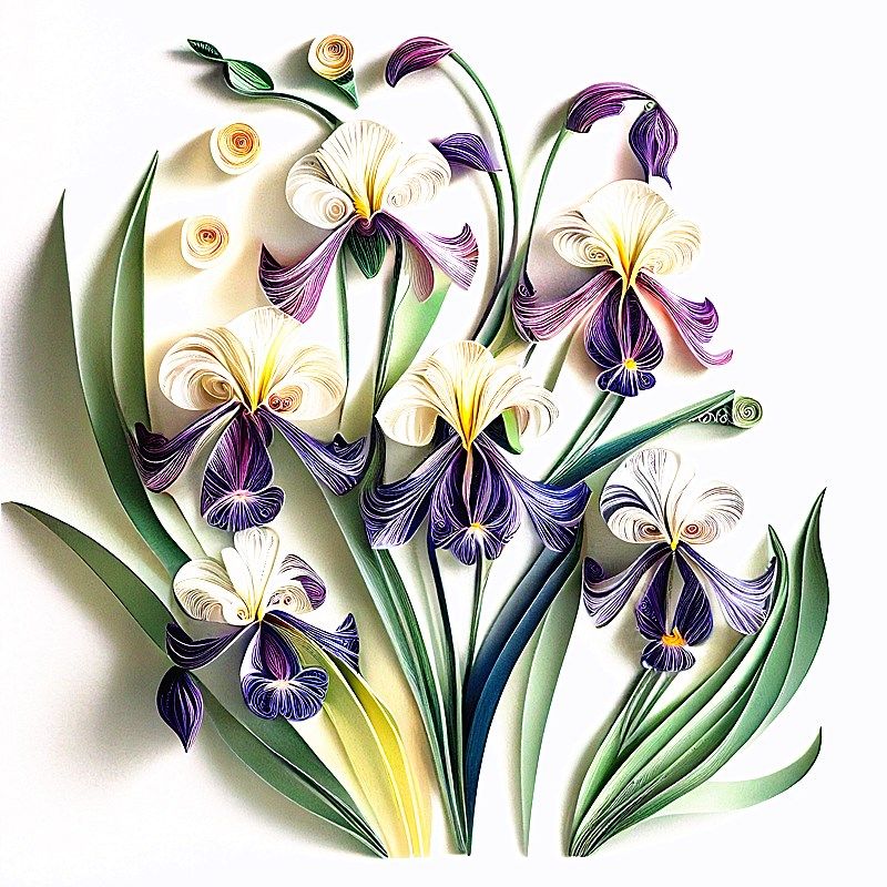 包邮衍纸手工装饰画鸢尾花小清新新手diy折纸艺术学生作业礼物画