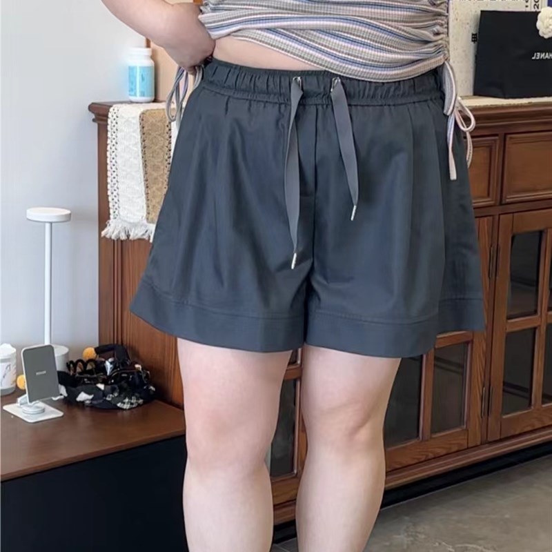 大阿娇 微胖女生夏季显瘦穿搭短裤高腰宽松阔腿裤大码休闲五分裤