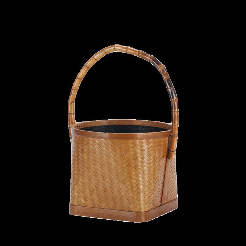 竹柒阁围炉煮茶手工竹编碳篓炭钵竹炭筐橄榄炭盒炭斗便携茶具收纳