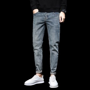 26码27小码复古牛仔裤男长裤子修身小脚裤矮个子小腰瘦男生加绒裤