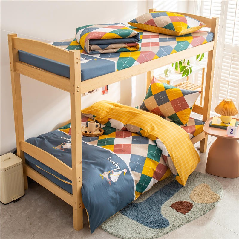 纯棉床单三件套单人学生宿舍床上用品全棉简约被套1.2m被褥套装六