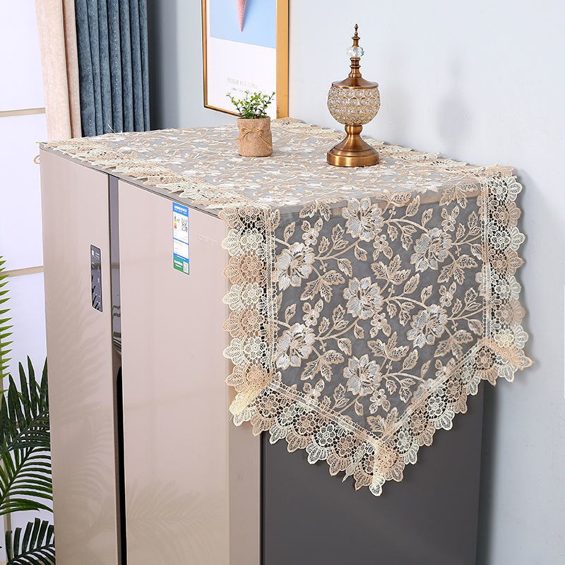 千创欧式美式重视蕾丝盖巾门对开门双开门防尘罩冰箱巾洗衣机盖布