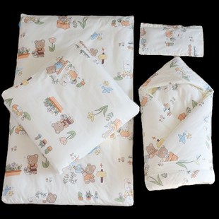 新生婴儿红色百福被子褥子套装宝宝纯棉花被子褥子婴儿纯棉床垫