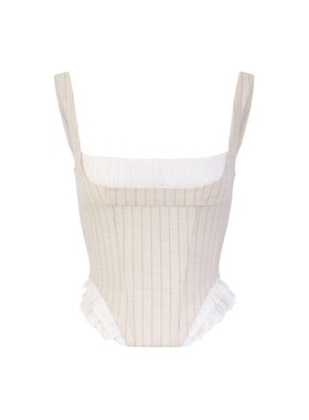 LSOUL MONI 米白复古格纹设计感法式吊带夏显瘦百褶短裙两件套装