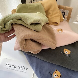 男童奥粒绒睡衣套装宝宝秋冬款摇粒绒女童家居服加绒加厚儿童睡裤