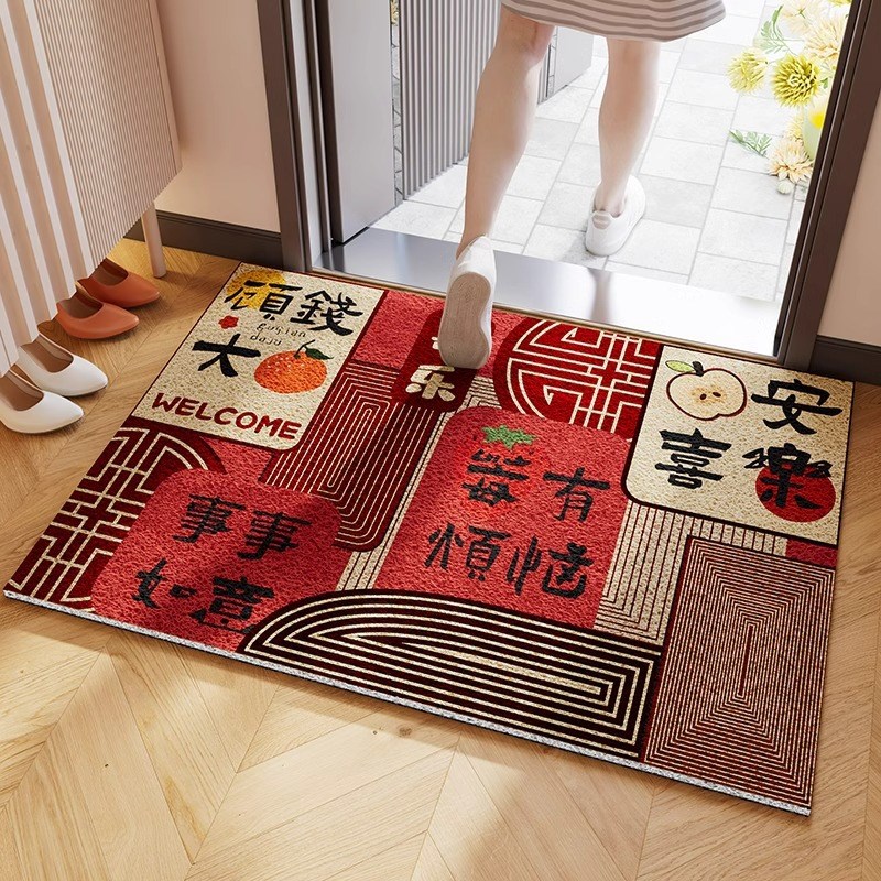 进门地垫入户门垫家用乔迁新居门口防滑垫喜庆红色加厚脚垫防滑垫