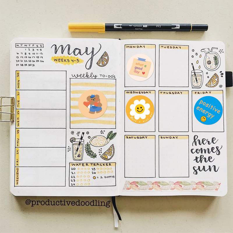 500贴/卷可爱卡通复古奖励贴纸礼物感谢封口贴DIY手账贴画贴标签