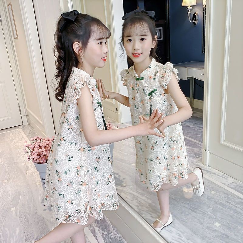 女童旗袍碎花连衣裙2025夏季新款仙女汉服中国风洋气薄碎花公主裙