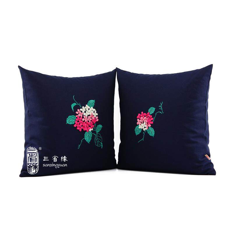 丁香花手工丝带绣抱枕套靠垫居家靠包沙发靠背套午睡枕送枕芯包邮