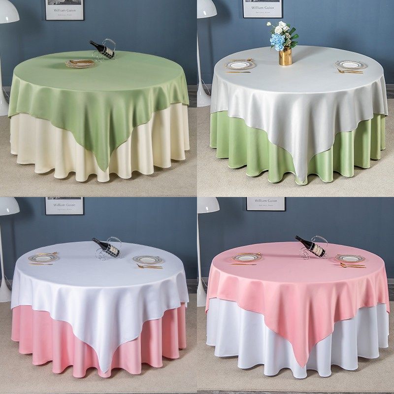 桌布酒店高端饭店餐厅加厚餐布艺家用双层轻奢大圆形圆桌上台布
