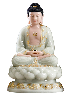 汉白玉释迦牟尼佛佛摆件阿弥陀佛像供奉三宝佛药师佛释迦摩尼佛坐