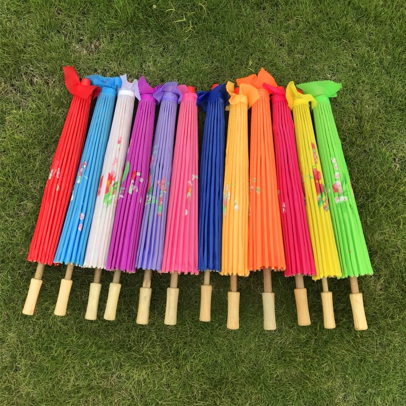 包邮舞蹈伞演出旗袍走秀道具油纸伞复古吊顶装饰跳舞古典绸布花伞