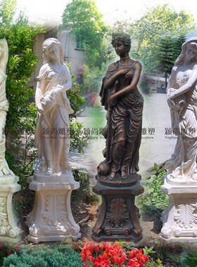 欧式人物玻璃钢工艺品落地摆件摆设家居装饰品抱扛罐小美女取水神