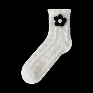 珊瑚绒袜子女可爱加绒加厚冬季保暖毛绒地板袜居家睡眠月子毛毛袜