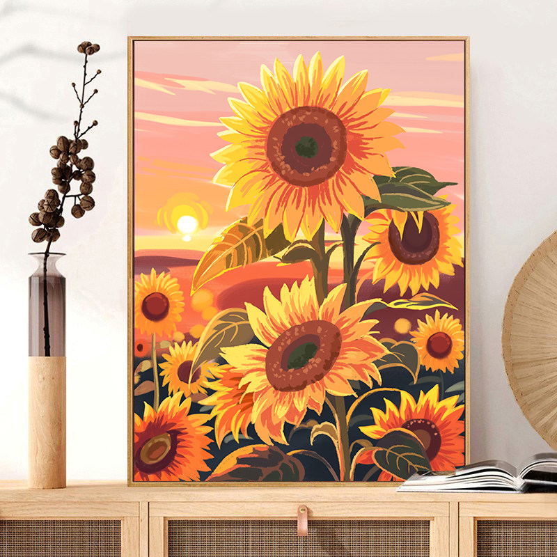 向日葵数字油画diy风景夏花油彩画解闷手工填色画画郁金香定制画,家居饰品,DIY/数字油画,淘宝优惠券,粉丝福利购,淘宝优惠卷