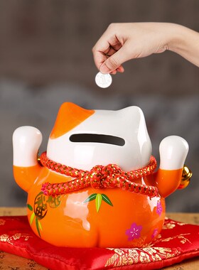 灵机麦玲玲2026马年招财猫摆件开业陶瓷存钱罐金钱猫店铺前台家居