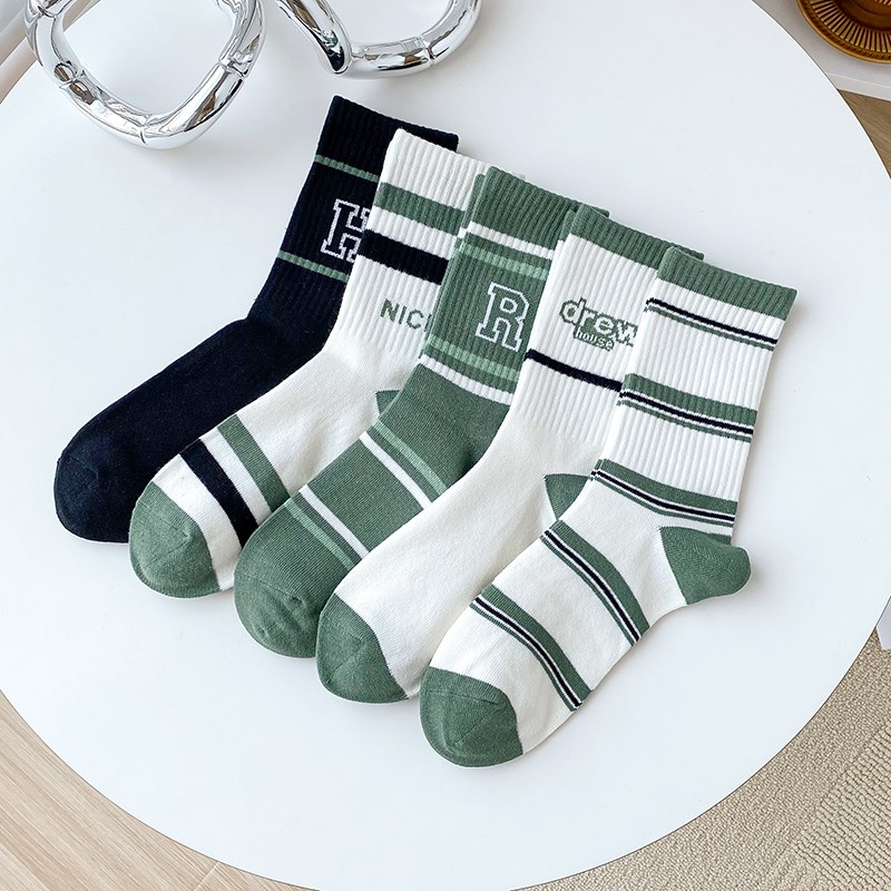 春夏袜子男中筒袜精梳棉运动不臭脚长筒吸汗透气男生棉袜青少年潮