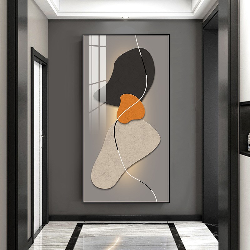 轻奢入户b玄关装饰画现代简约酒店走廊壁画抽象几何楼梯挂画定制图片
