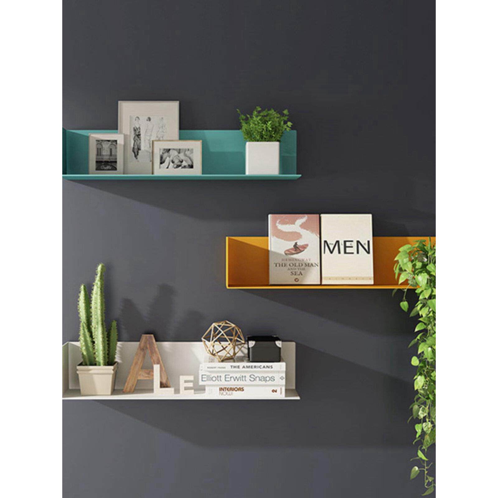 简易墙铁储物架卧室餐厅电视背景墙装饰储物架不锈钢一字隔断