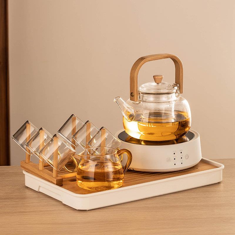 小浣熊黑晶炉煮茶器套装家用泡茶办公室小型煮茶壶玻璃烧水茶壶蒸