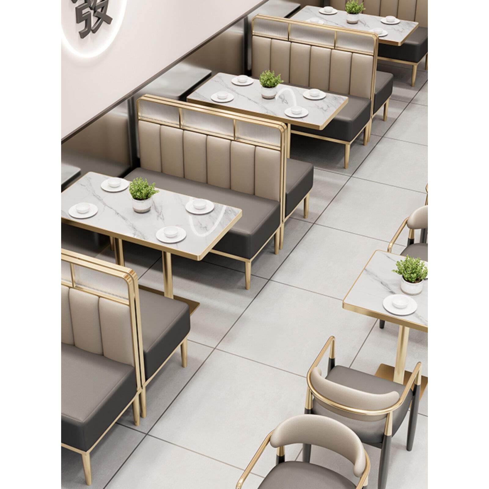 茶餐厅桌椅组合西餐咖啡厅奶茶饭店冷饮小吃快餐汉堡靠墙卡座沙发