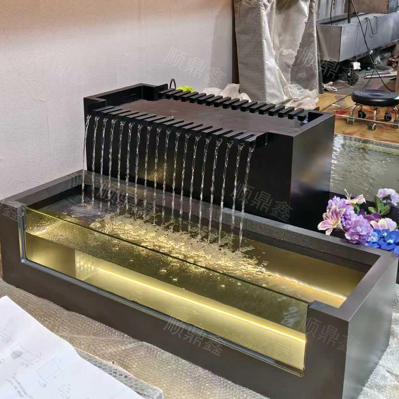 定制304不锈钢水景庭院流水摆件水池循环鱼池喷泉涌泉叠水瀑布池