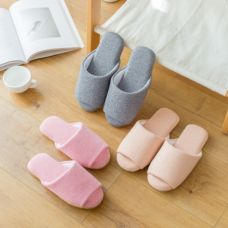 日式春秋无声家居家用月子拖鞋女室内木地板软底静音防滑棉拖鞋男