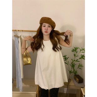 白色灯笼a背心裙女夏季韩版宽松百搭减龄A字显瘦设计感无袖连衣裙