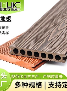 户外地板塑木板hPE木塑地板塑木板建材圆孔室外塑木地板汉泽塑木
