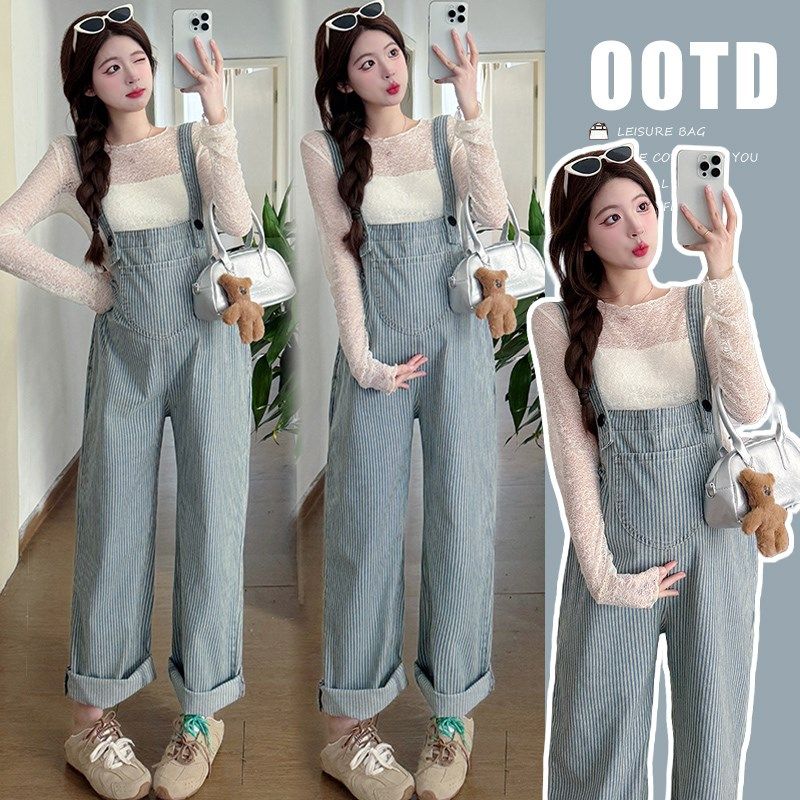 孕妇裤子春季外穿条纹牛仔背带裤2025新款孕妇休闲裤春装怀孕长裤,孕妇装/孕产妇用品/营养,孕妇休闲裤,淘宝优惠券,粉丝福利购,淘宝优惠卷