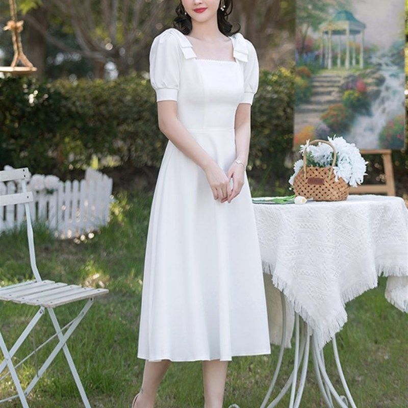 领证小白裙法式情侣个子轻婚纱平时D可穿登记白裙子礼服订婚连衣
