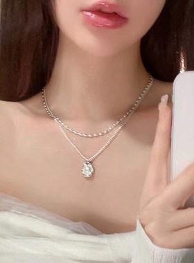 轻奢小众复古珍珠项链女爆款高级设计感网红双层个性小众锁骨链潮