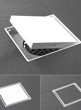 白色隐形地漏雅白卫生间阳台枪灰色地漏防臭防虫镶瓷砖铜地漏