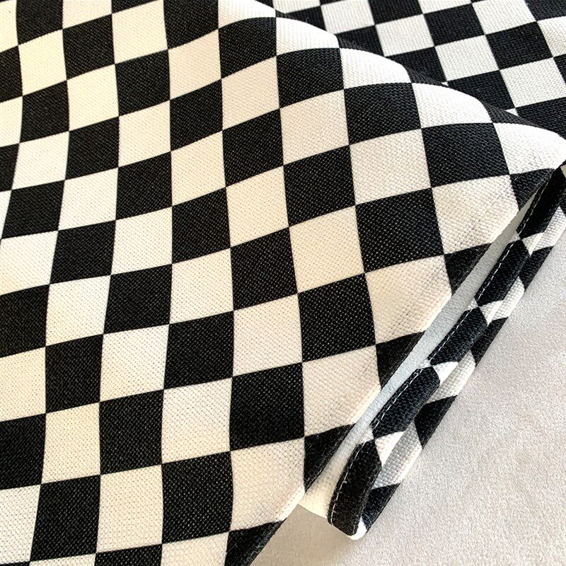 北欧现代简约桌旗黑白棋盘格桌布长条餐边柜斗柜电视柜茶几盖布巾