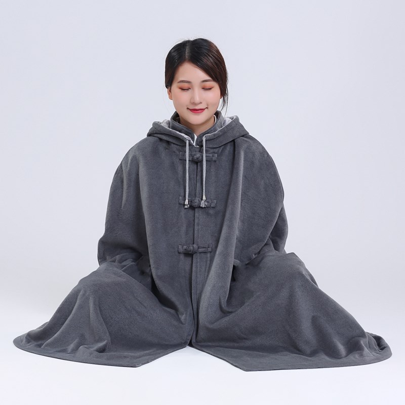 打坐披风加厚毛绒保暖静坐禅修披风观音斗篷大衣冬季僧服居士棉服