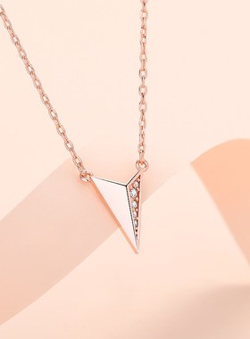 工厂追梦纸飞机锆石项链女百搭女友创意礼物几何网红锁骨链