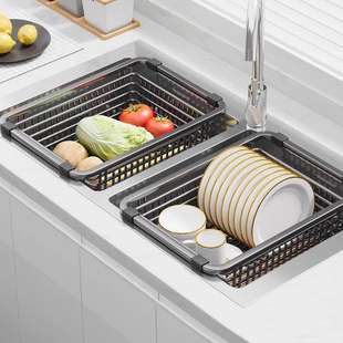 不锈钢水槽沥水篮盘中盘沥水架厨房洗菜盘水池大单槽滤水碗盘碟架