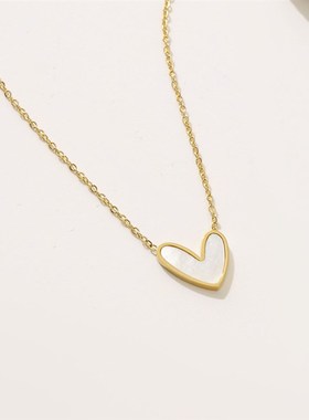 日韩简约不锈钢爱心项链女小众设计不掉色吊坠2023新款百搭锁骨链