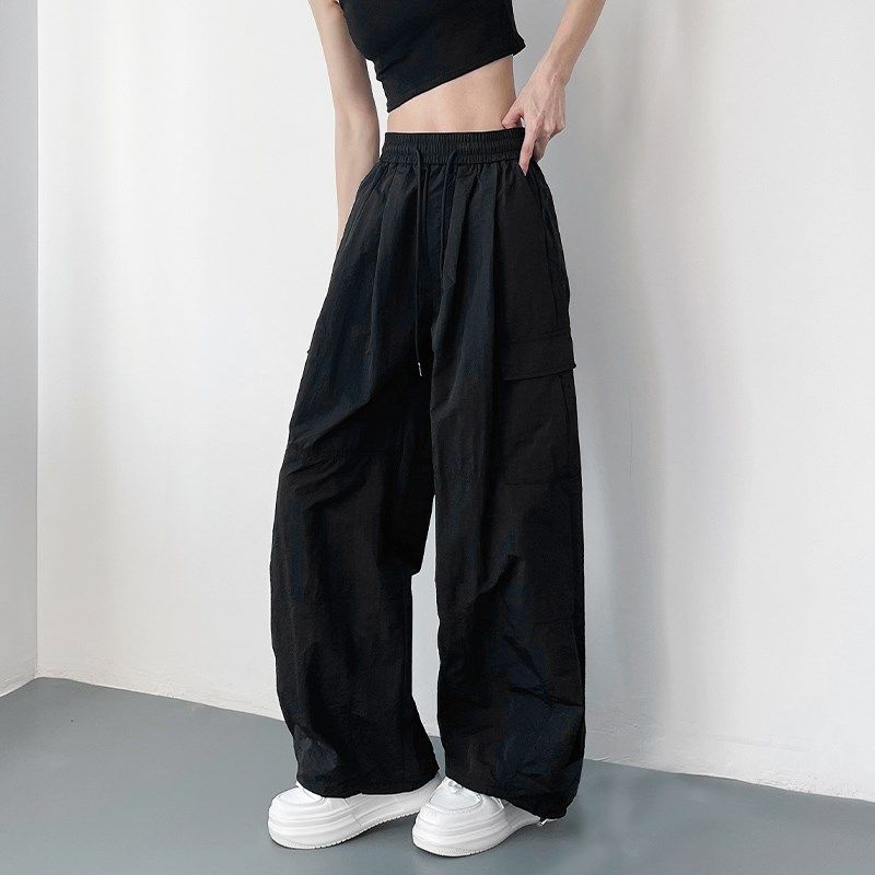大码黑色运动阔腿裤女夏季胖mm宽松显瘦休闲裤冰丝速干工装长裤,女装/女士精品,大码裤装,淘宝优惠券,粉丝福利购,淘宝优惠卷