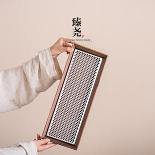 轻奢胡桃木茶盘壶承家用小型干泡C盘干湿两用储水沥水托盘小茶台