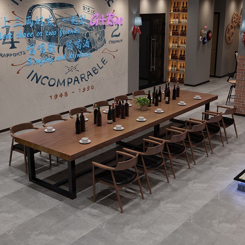 工业风实木办公桌铁艺电脑桌loft复古会议桌长条桌工作台家用餐桌