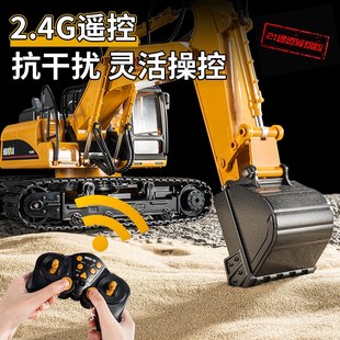 超大号冒烟挖掘机儿童男孩合金属挖土工程车仿真履带钩机渣土