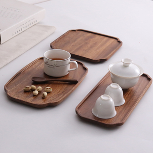 胡桃木质托盘茶盘点o心盘长方形茶水杯收纳家用放茶杯敬茶果盘木