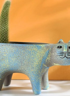 JOJO L. D.mong.盆猫咪卡通桌面绿植复古创意陶瓷  活鬼