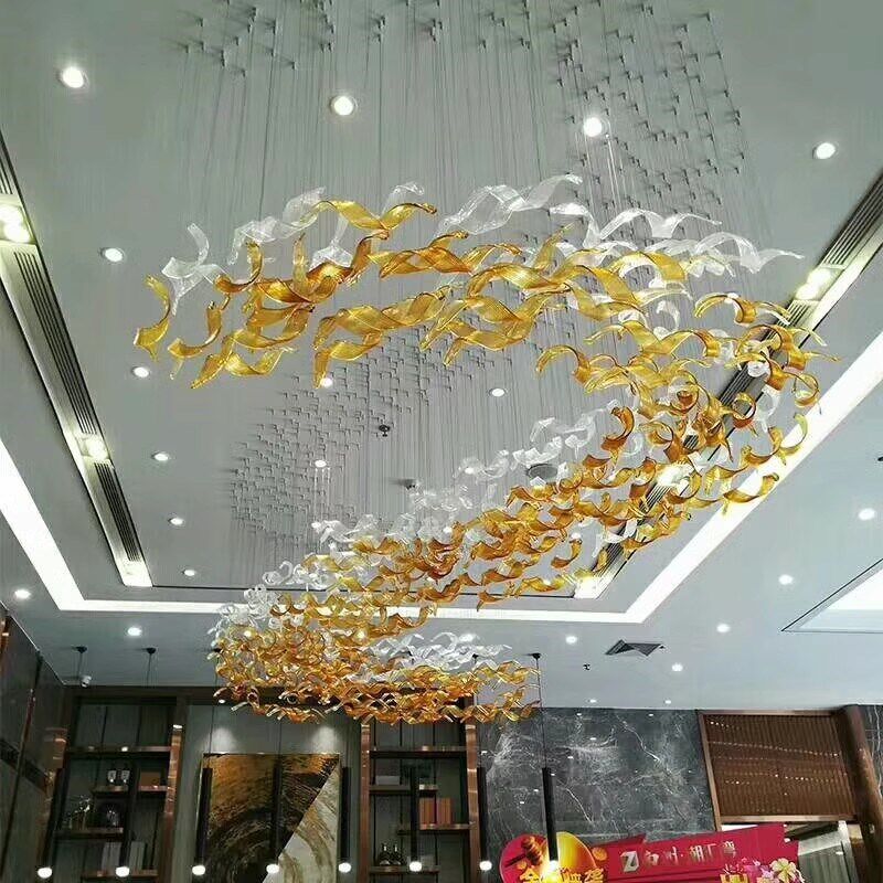 定制酒店会所餐饮包间大堂售楼部宴会厅艺术工程玻璃造型装饰吊灯